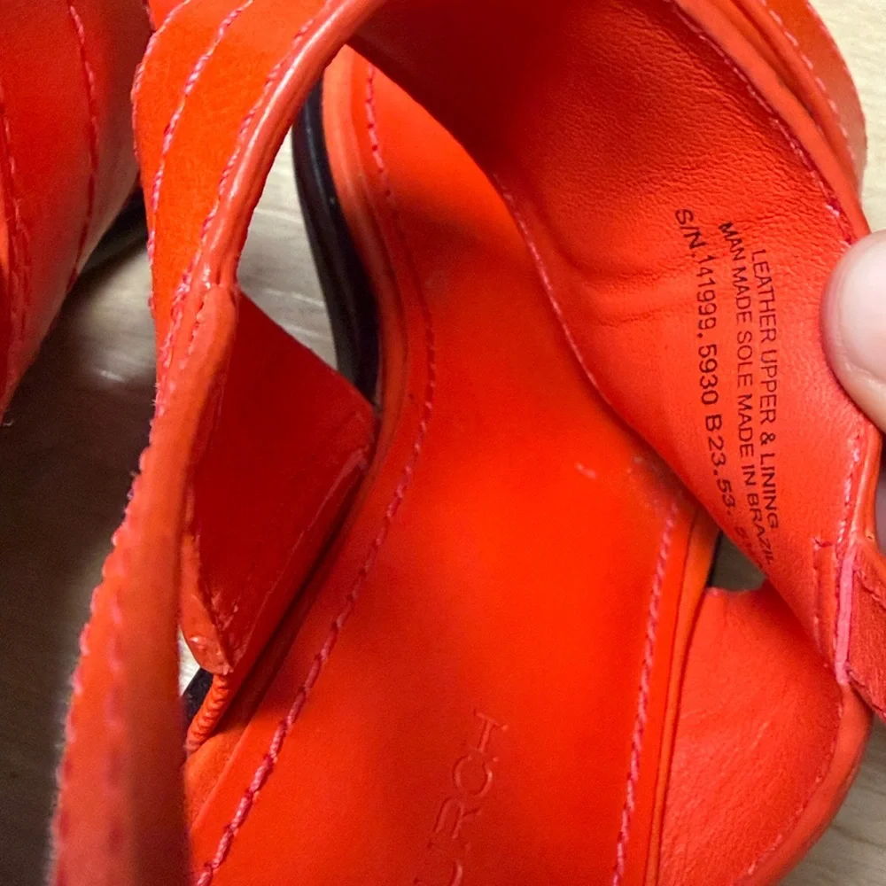 TORY BURCH Mini Everly Heel Slingback Sandals Desert Flower Orange